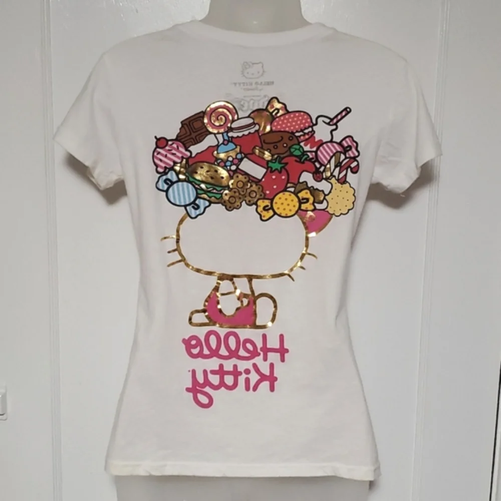 *rare* Hello Kitty gold sweets dual graphic tee sz s - Picture 5 of 9